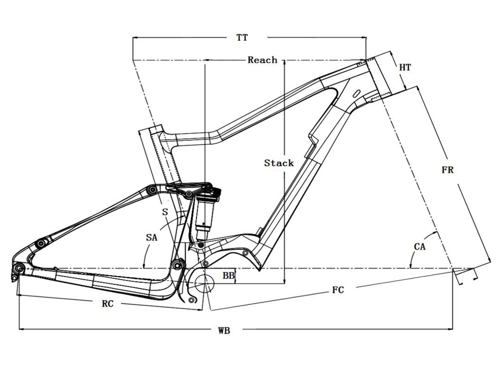 Карбоновая рама Ebike с полной подвеской для двигателя Shimano