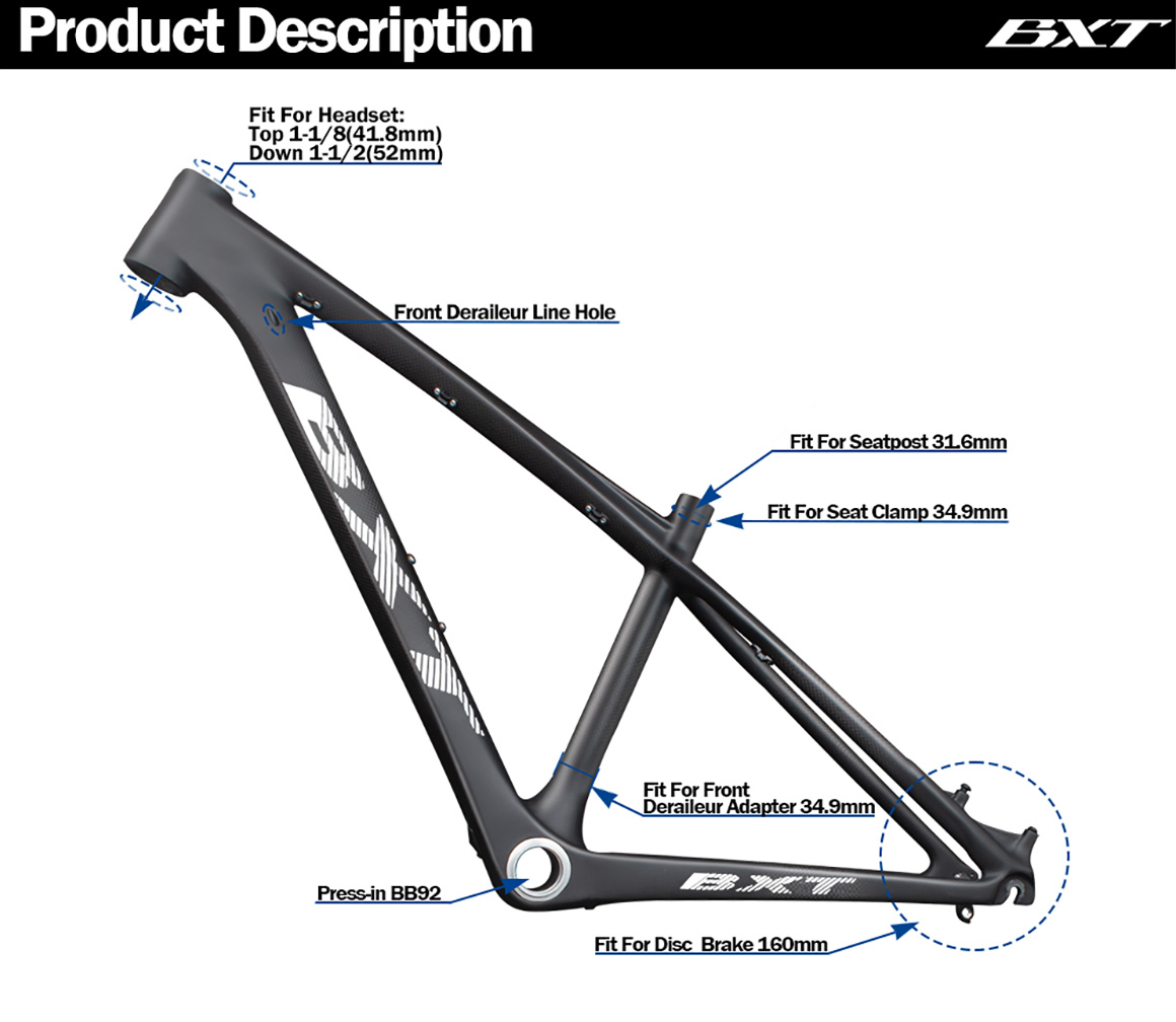 26er carbon mtb frame 14inch