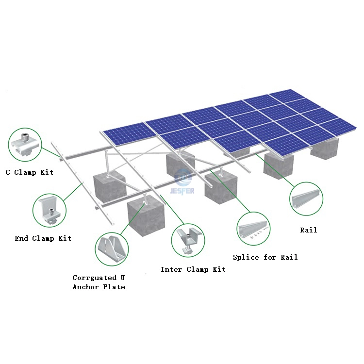 Бетонный блок Солнечная фотоэлектрическая ферма Система наземного монтажа