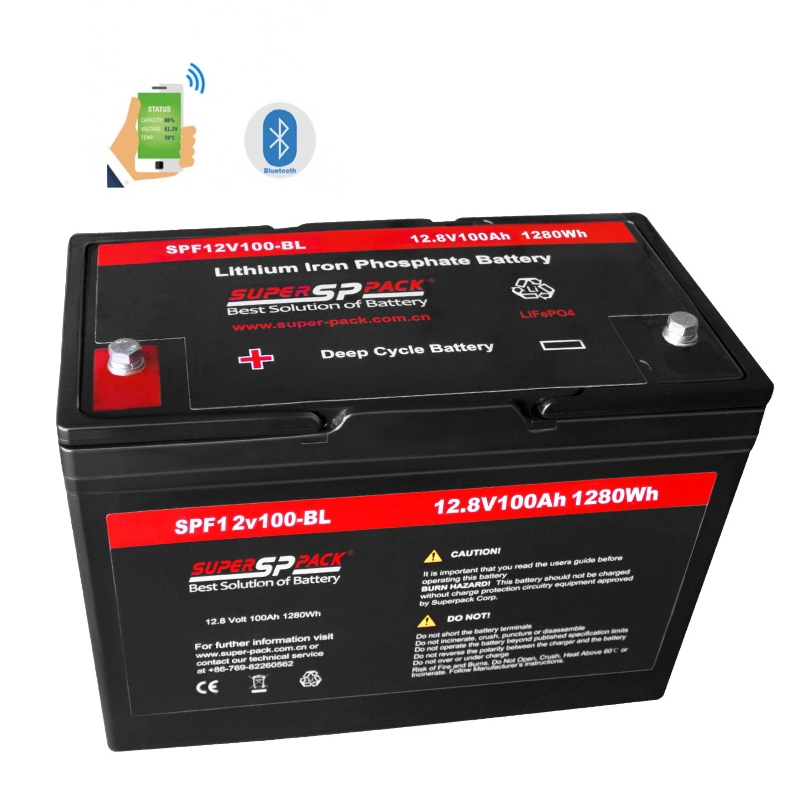 Батареи для дома на колесах, 12V100Ah LiFePO4 Батарея Версия Bluetooth для RV