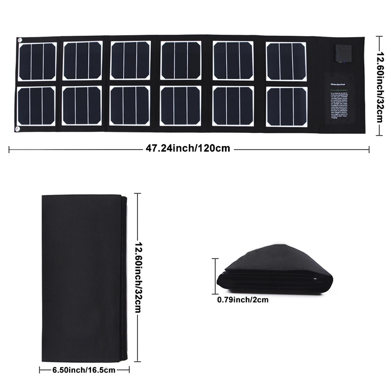Портативное солнечное зарядное устройство солнечной панели мощностью 40 Вт для ноутбука и мобильного телефона