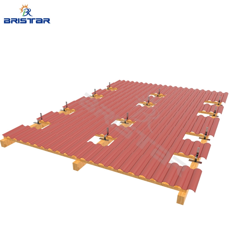 Система крепления солнечных панелей для испанской черепичной крыши