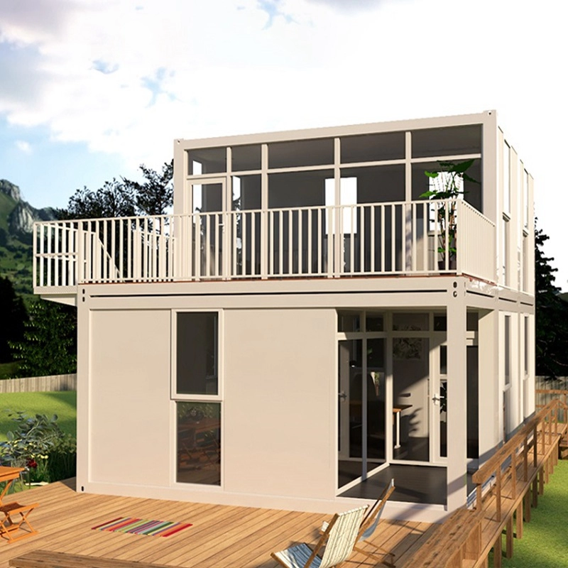Быстровозводимая 20-футовая двухэтажная двухэтажная вилла современного дизайна, стандартная вилла с плоской упаковкой, транспортировочный контейнерный дом