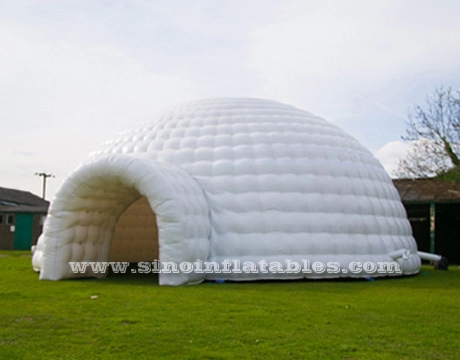 50 человек 10 метров белая гигантская надувная купольная палатка иглу с входным туннелем из блестящего брезента ПВХ