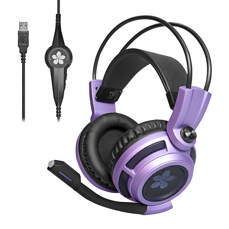 Somic G941 Виртуальная гарнитура с объемным звуком 7.1, игровые наушники с микрофоном фиолетового цвета