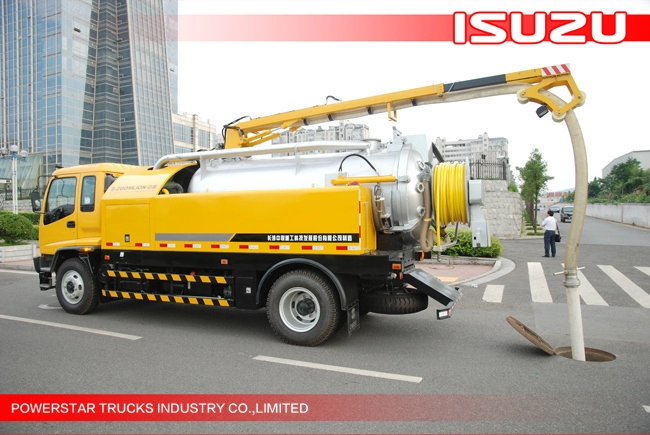 9000 литров Гана Isuzu Комбинированные канализационные промывочные и всасывающие машины