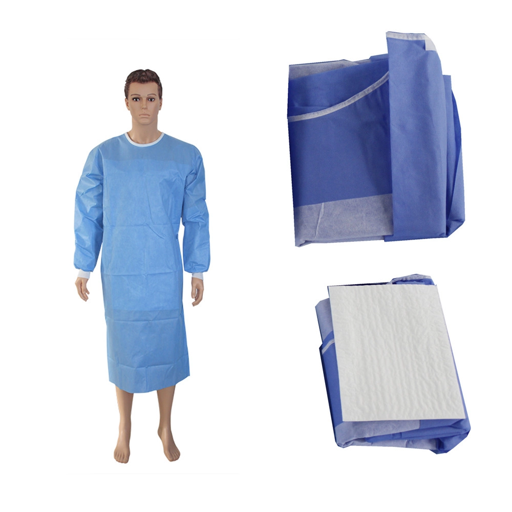 Одноразовые армированные хирургические халаты с полотенцем для рук