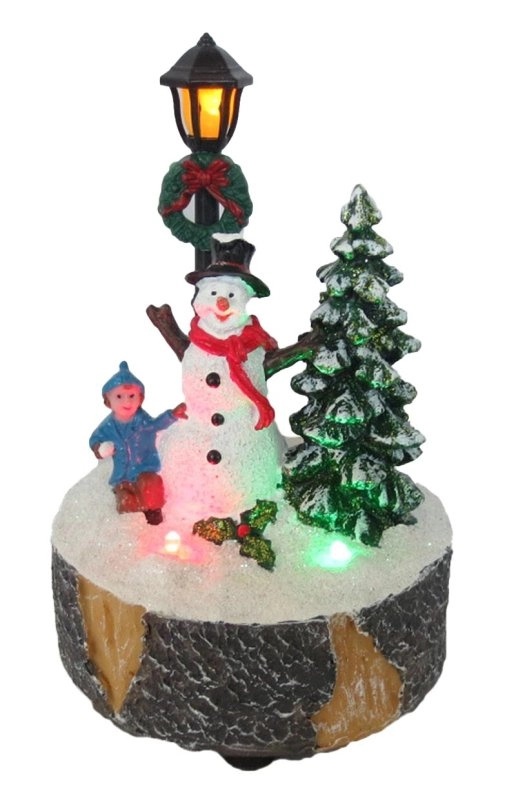 Рождественская елка с подсветкой, снеговиком, снежками и хорами