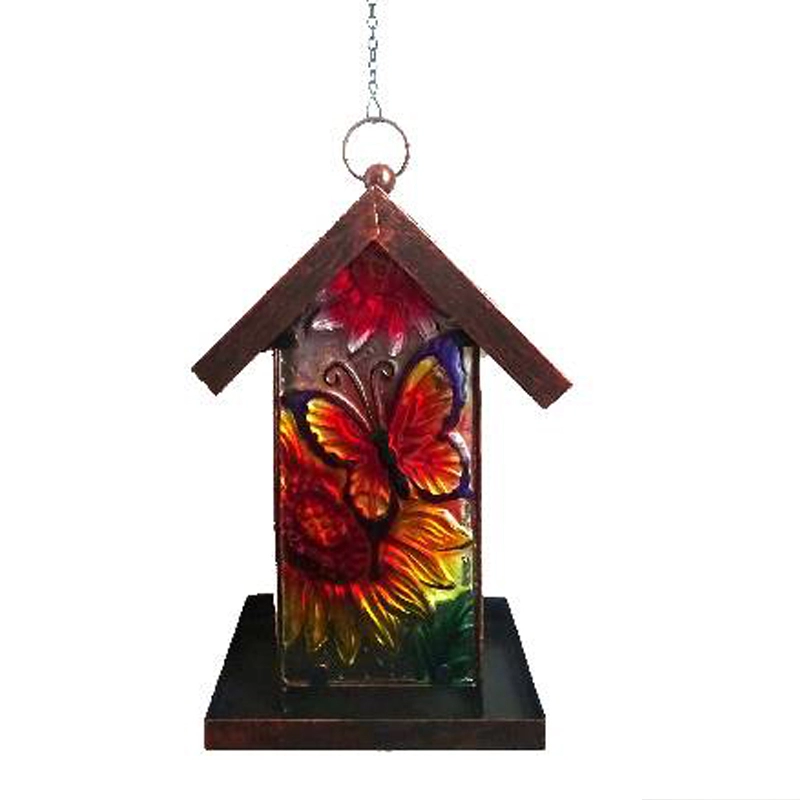 Витражи и металлическая солнечная кормушка для птиц, подвесной садовый декор