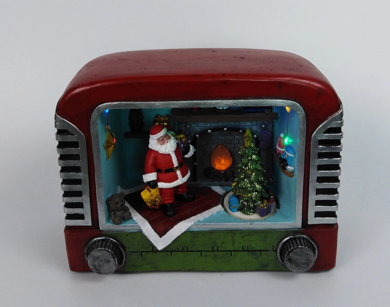 Мастерская LED Xmas Santa's с движущейся рождественской елкой внутри телевизора