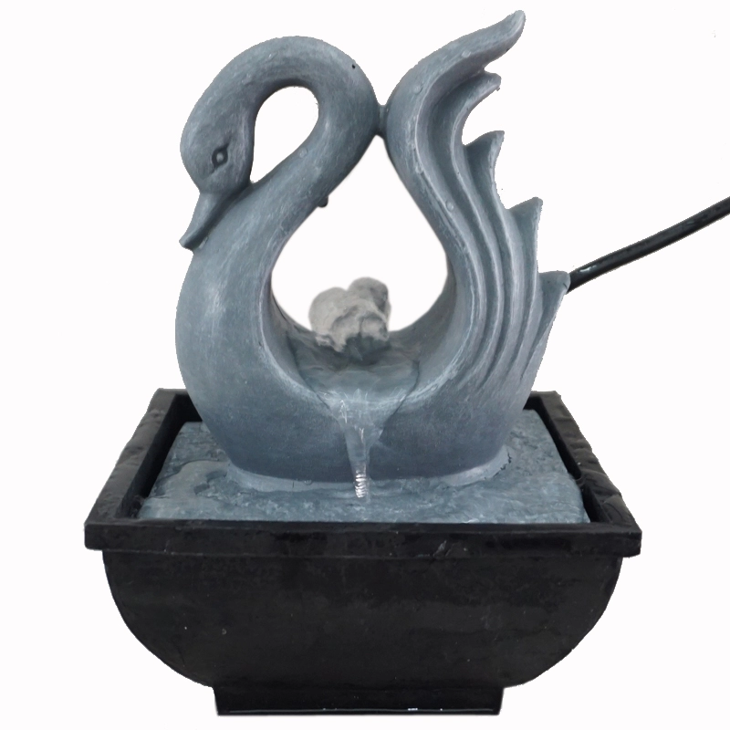 Настольный фонтан "Лебедь-птица" с эффектом серого камня