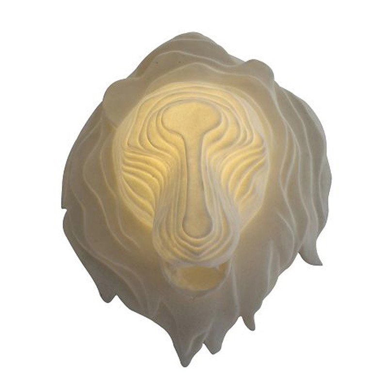 Голова животного Скульптура стены из песчаника Светодиодный свет