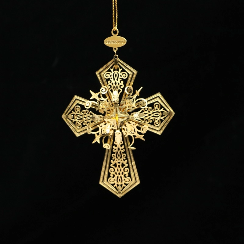 Гравированный металлический рождественский орнамент латунный крест