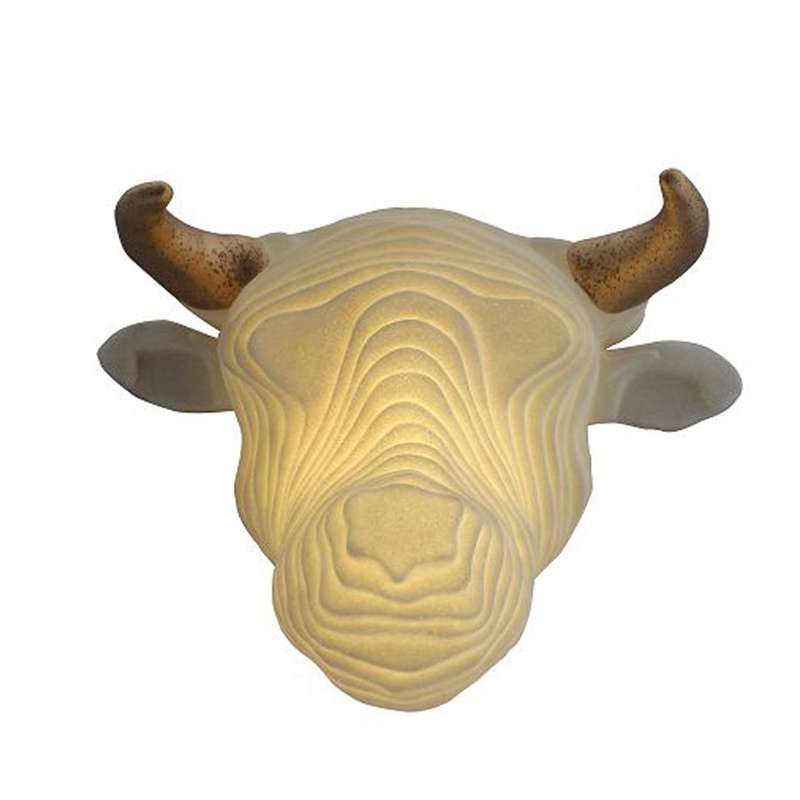 Многослойная скульптура из песчаника с головой коровы Светодиодный свет