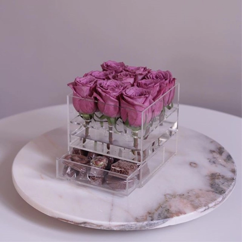 Индивидуальная роскошная акриловая цветочная розовая коробка с выдвижным ящиком