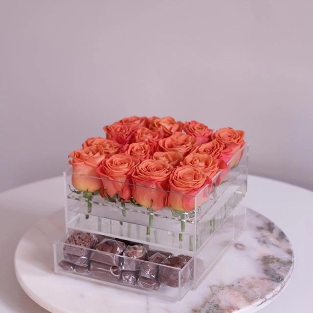 Индивидуальная роскошная акриловая цветочная розовая коробка с выдвижным ящиком