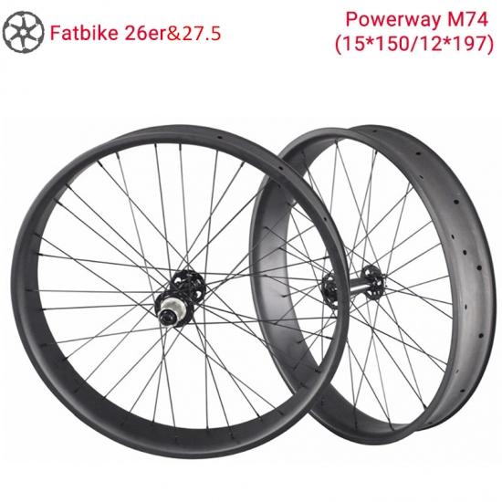 Lightcarbon 26er & 27.5 Snow Bike Wheel Powerway M74 Fatbike Carbon Wheels с ободами шириной 65/85/90/75 мм