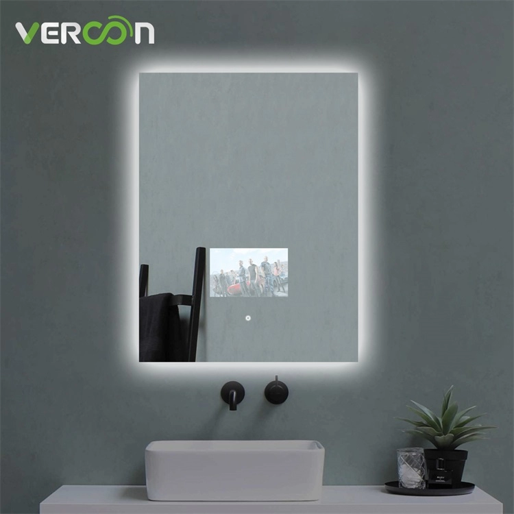 Прямоугольное антитуманное умное косметическое зеркало со светодиодной подсветкой для ванной комнаты