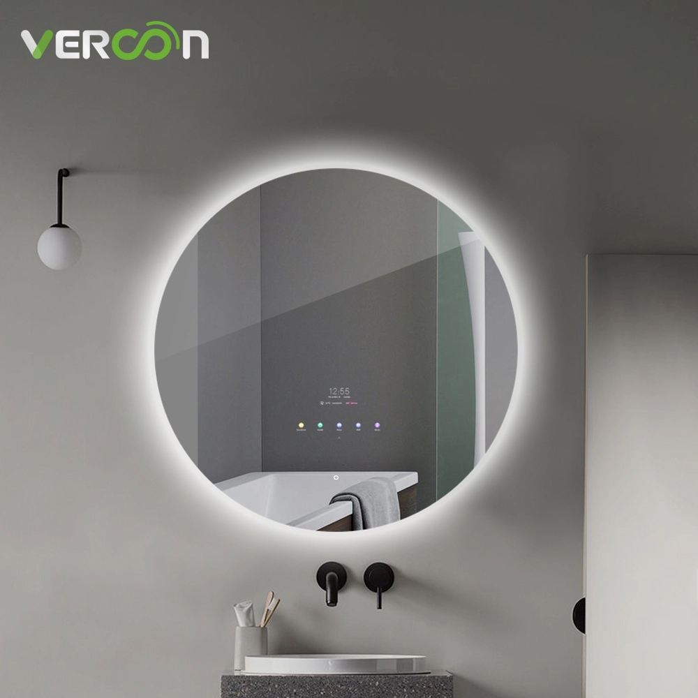 Умное зеркало для ванной со светодиодной подсветкой, круглое, с подсветкой и Bluetooth