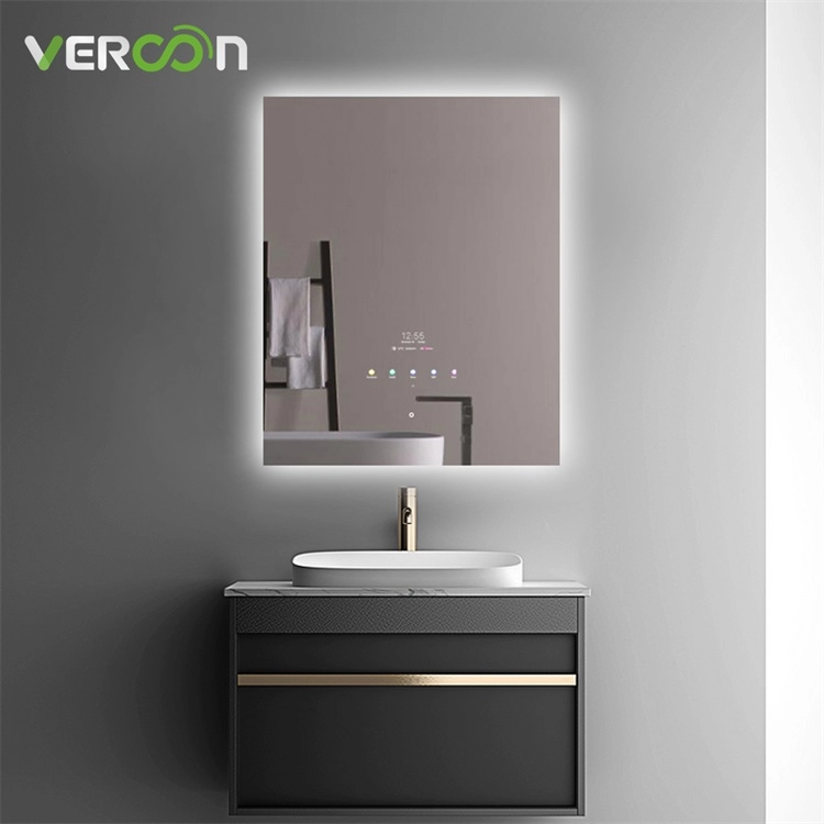 Сверхтонкое прямоугольное умное зеркало для ванной со светодиодной подсветкой и подсветкой