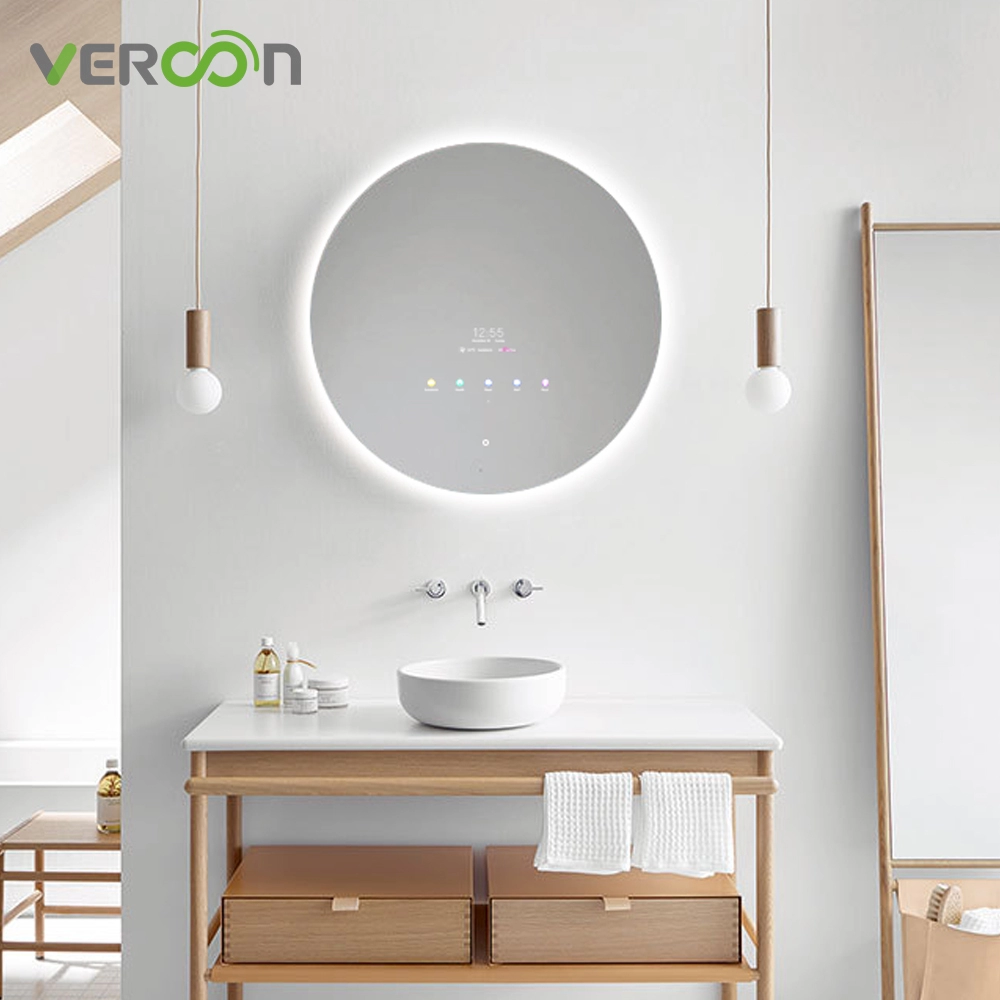 Умное зеркало Vercon Custom с подсветкой для ванной комнаты со светодиодной подсветкой, круглое с сенсорным выключателем