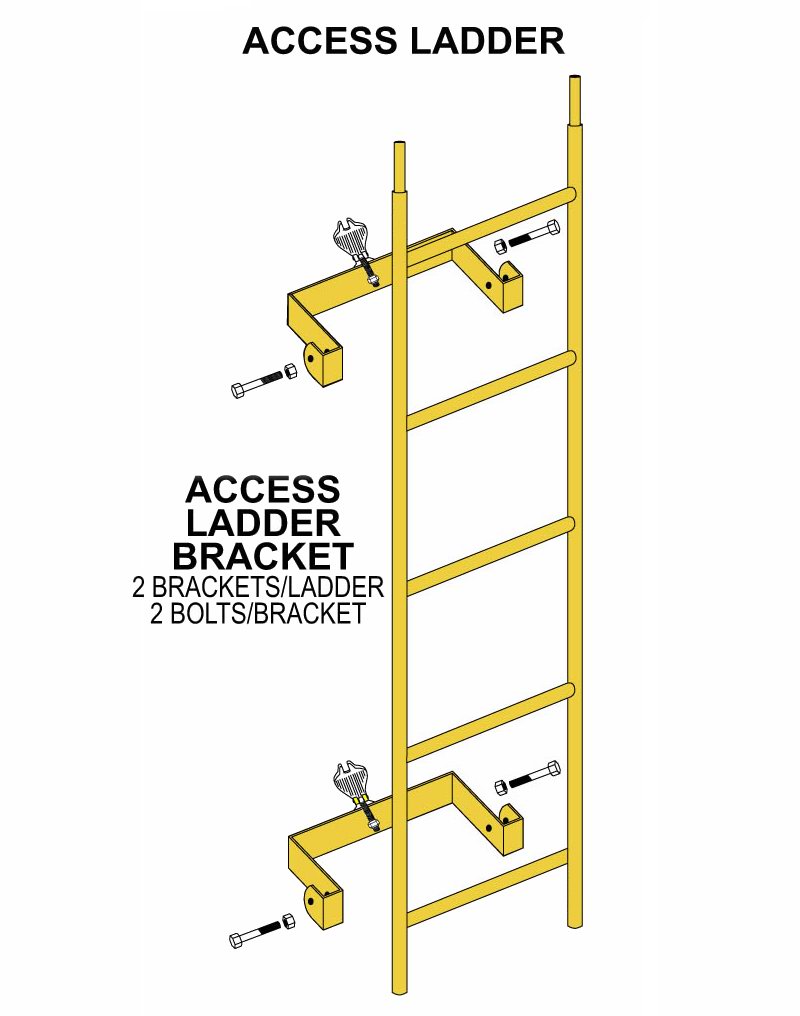 Стальная лестница доступа и кронштейн лестницы