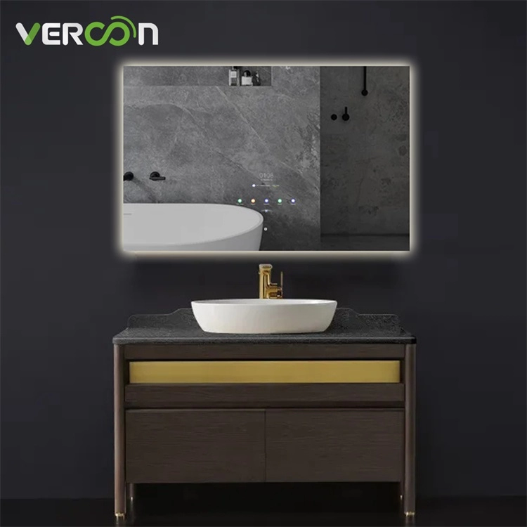 Водонепроницаемый интеллектуальный сенсорный экран, индивидуальное современное зеркало со светодиодной подсветкой для ванной комнаты
