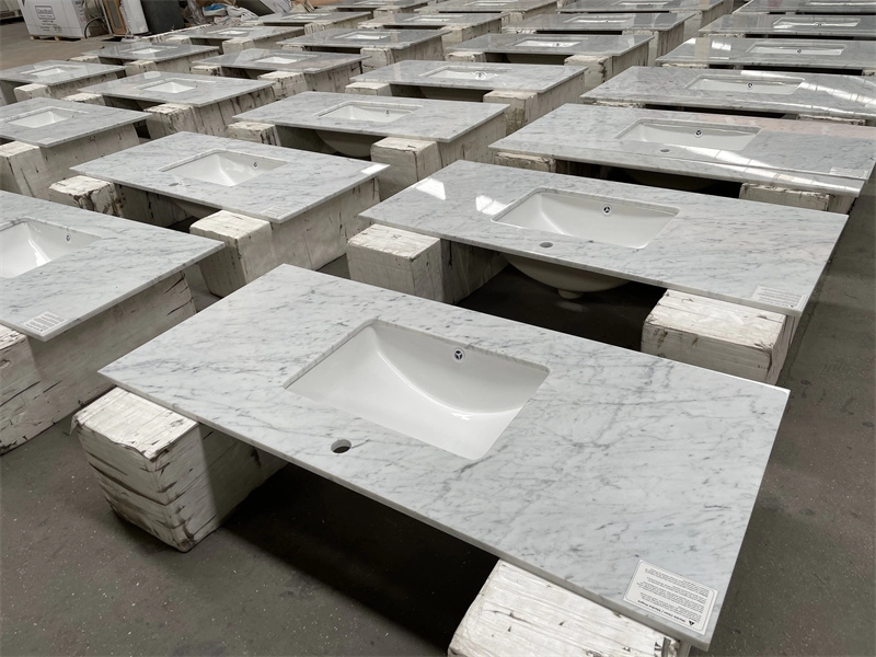 Сборные тщеславия Tops Carrara White Marble