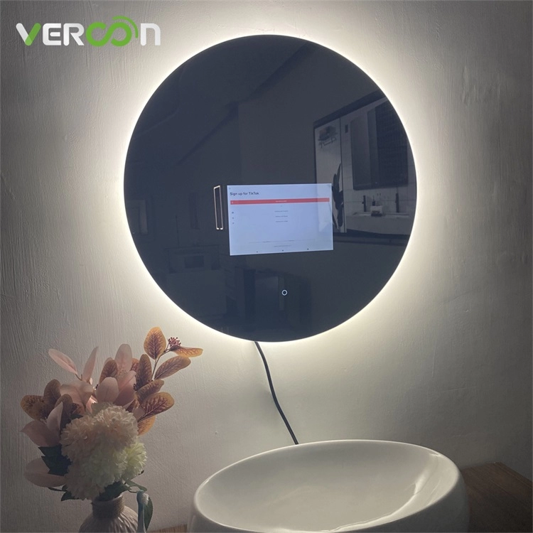 Водоустойчивым умным зеркало приведенное зеркалом ванной комнаты загоренное круглое