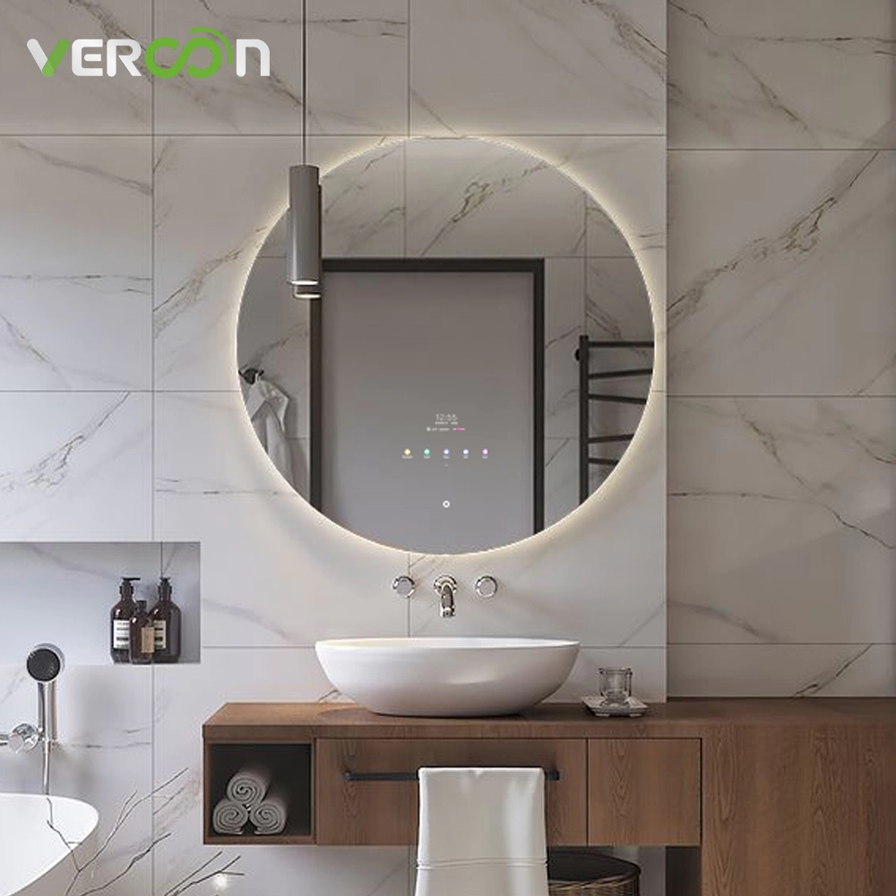 Умное зеркало Vercon Custom с подсветкой для ванной комнаты со светодиодной подсветкой, круглое с сенсорным выключателем