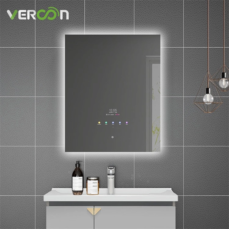 Водонепроницаемое антизапотевающее 30-дюймовое прямоугольное умное зеркало для ванной со светодиодной подсветкой и подсветкой