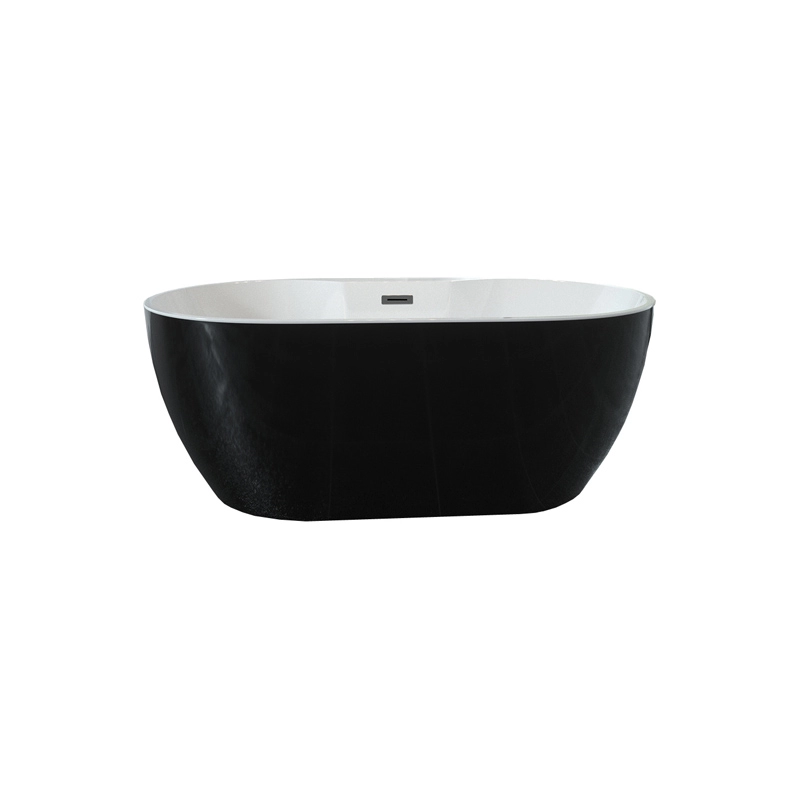 Акриловая отдельно стоящая ванна в ванной комнате черного цвета