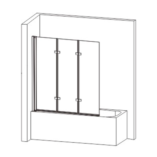 frameless 3 folding hinged glass bath shower screen_Badewannenfaltwände_Badvouwwand_NEUNAS