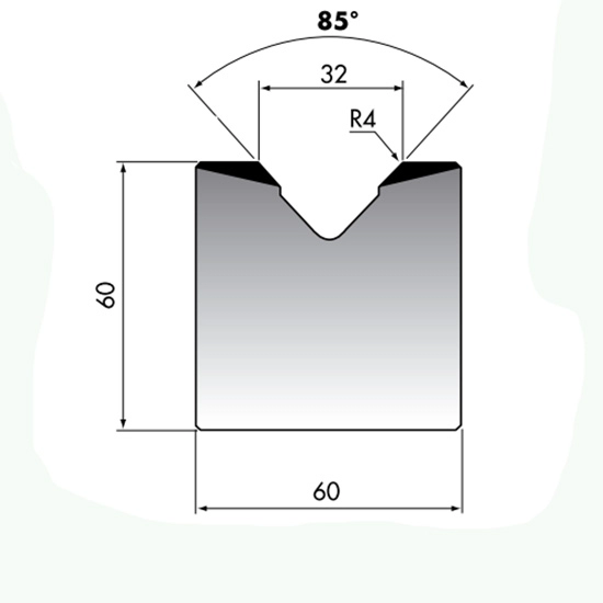 листогибочный пресс одиночный v-образный штамп M60-85-32 с V32 и 85 градусов