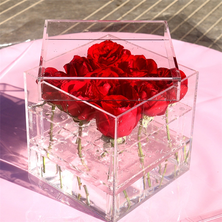 Высокая прозрачная пылезащитная акриловая коробка с розами