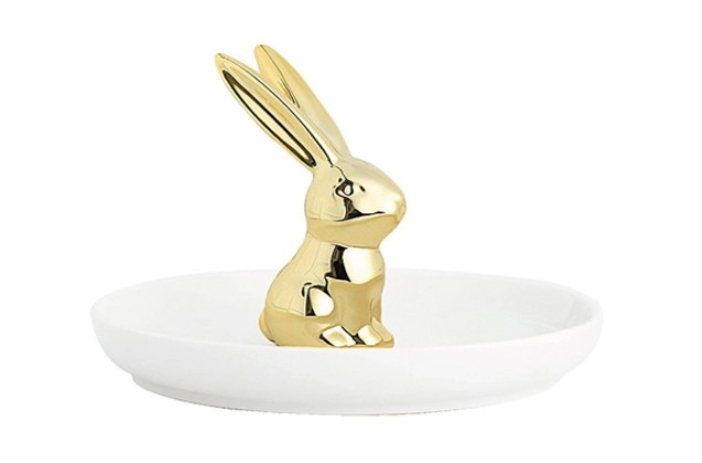Керамический держатель для посуды с золотым кроликом для ювелирных изделий, сережек, ожерелий, поднос