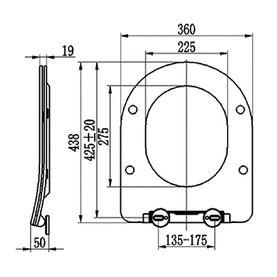 D shape toilet seat