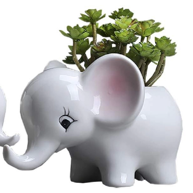 Керамические 2шт слон современные белые сочные кашпо горшки животных декор