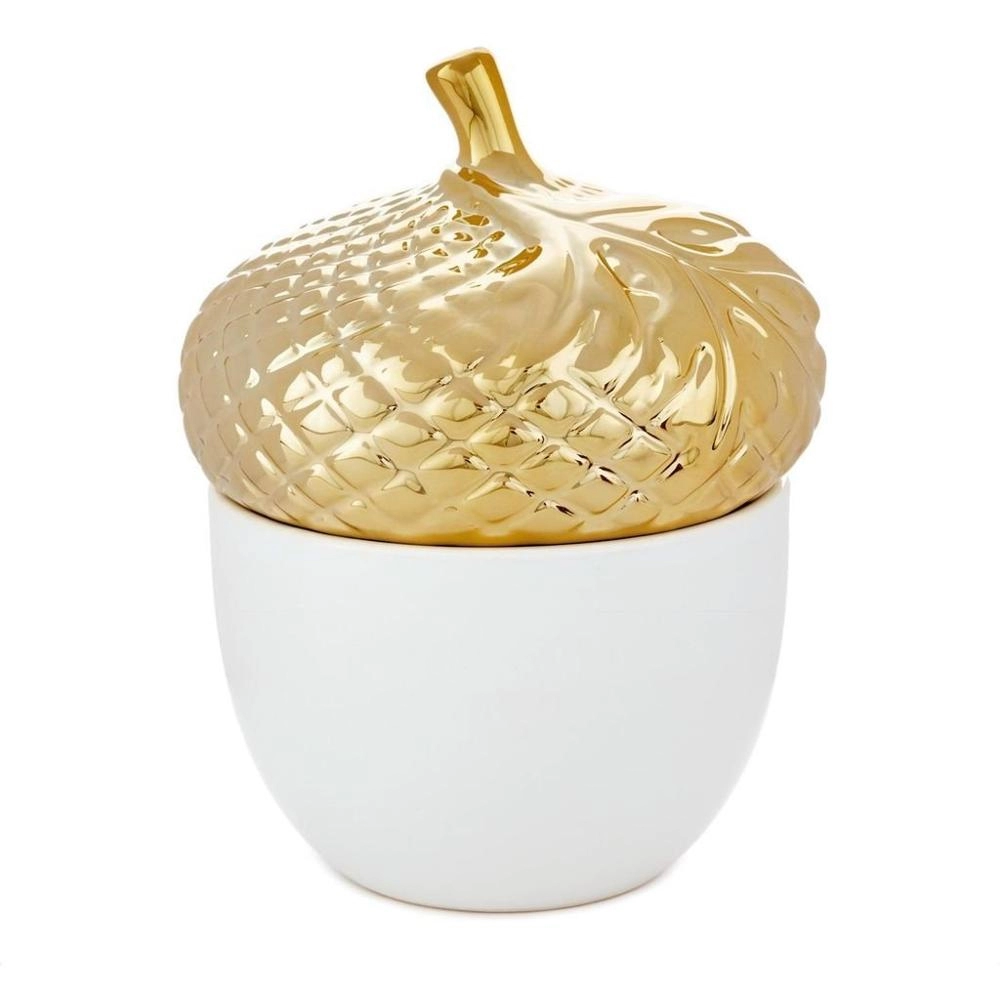 6 унций Ароматическая свеча в декоративном керамическом желуде с позолоченной крышкой