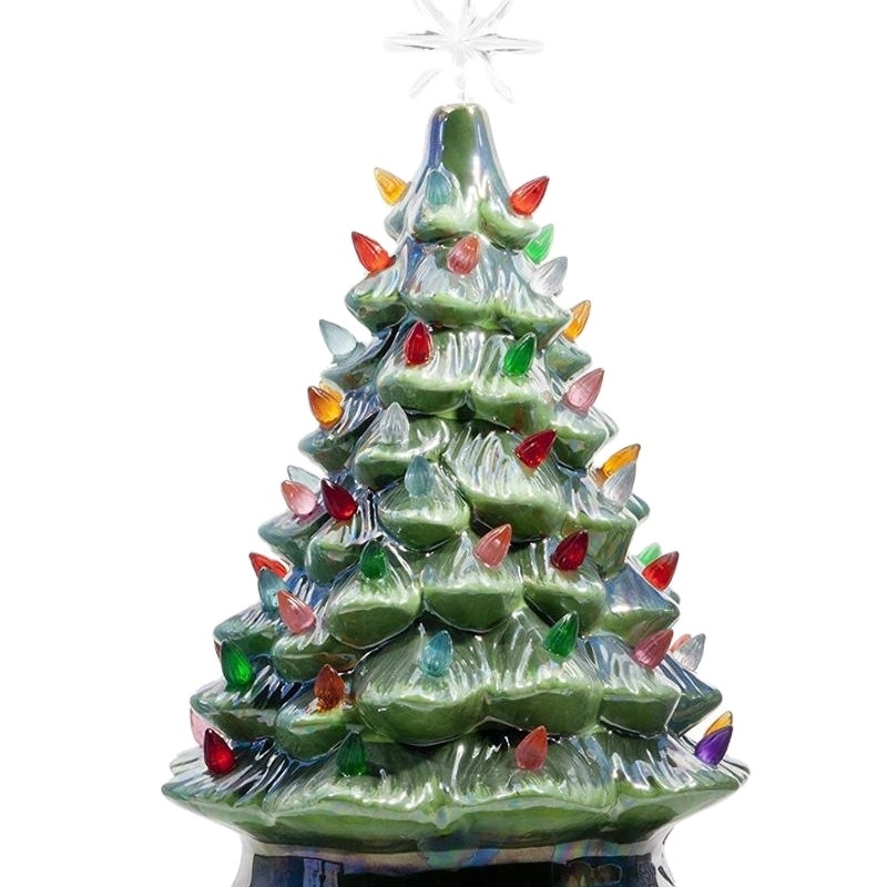 Раскрашенная вручную керамическая настольная рождественская елка с праздничным украшением