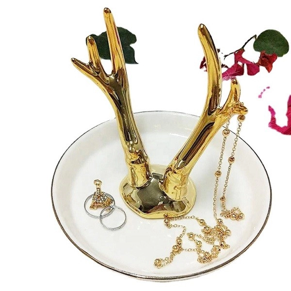 Золотой керамический держатель для колец ручной работы органайзер для ювелирных изделий лоток безделушка блюдо