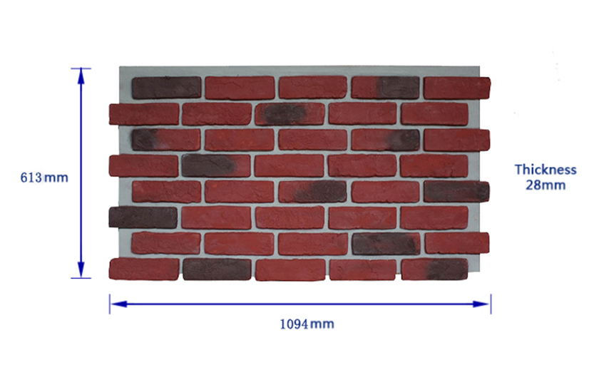 mixed colour faux brick panel