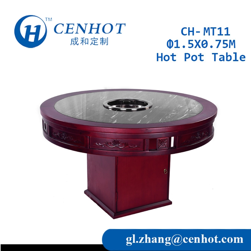 Круглый деревянный китайский горячий горшок с нисходящим потоком для производителя ресторанов - CENHOT