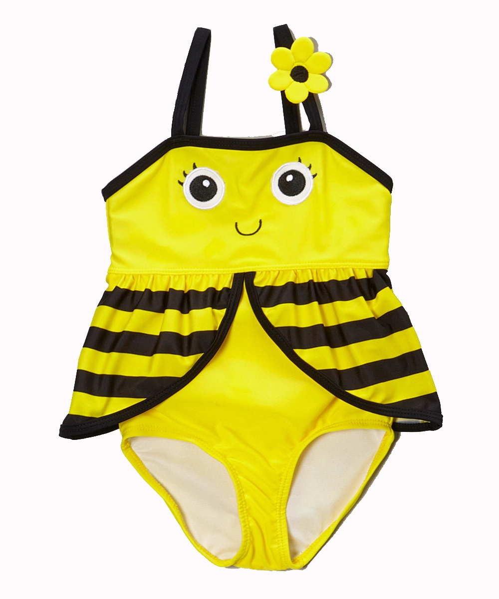 Милые пчелы с ремешками желтые детские купальники для девочек цельный купальник