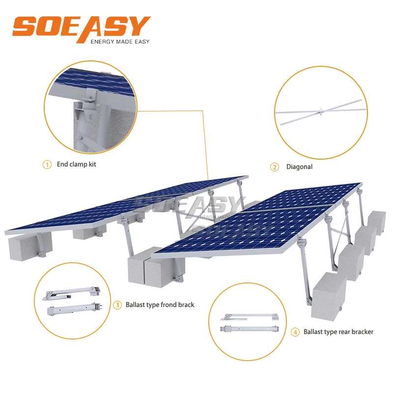 балластная конструкция на крыше солнечной фотоэлектрической системы по низкой цене