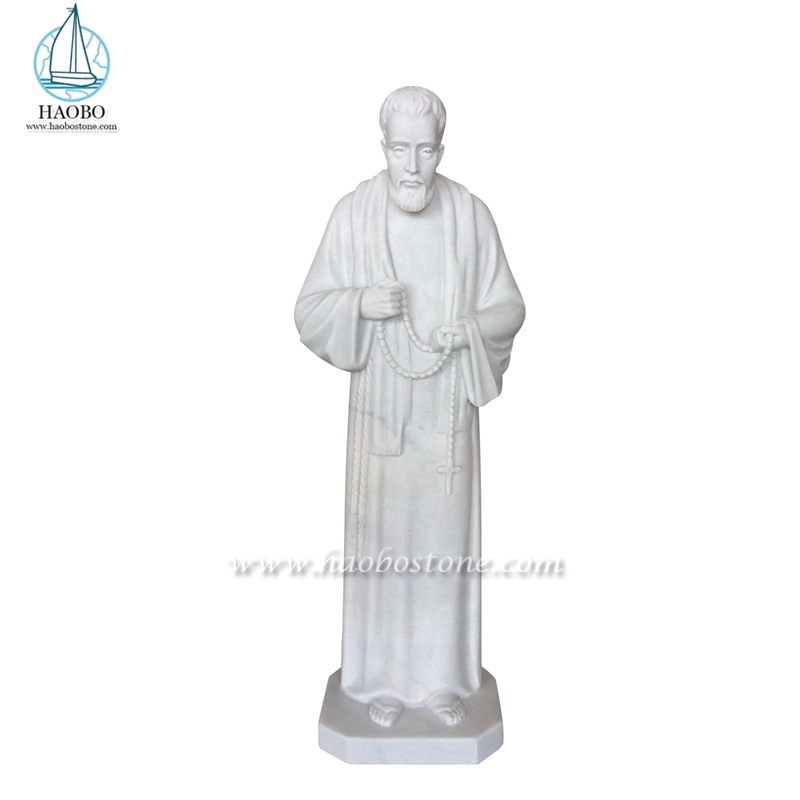 Каррарская белая мраморная статуя святого священника ручной работы