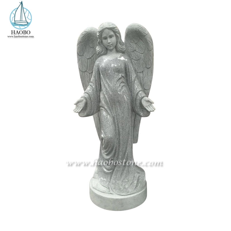 Индивидуальная статуя ангела из серого гранита для мемориала