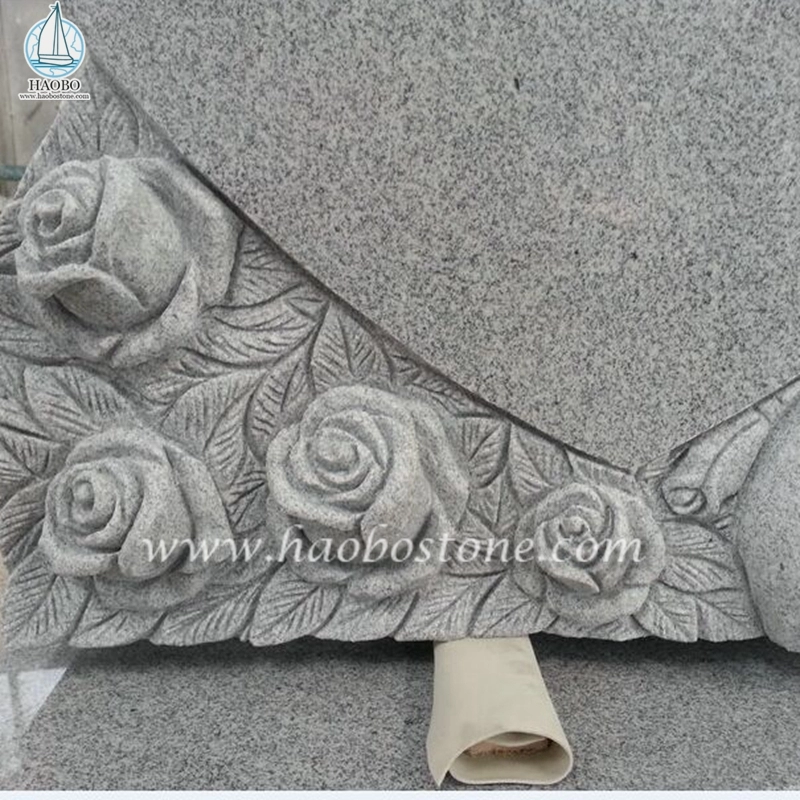 Китай Серый гранит G633 Ангел Роза Резное надгробие