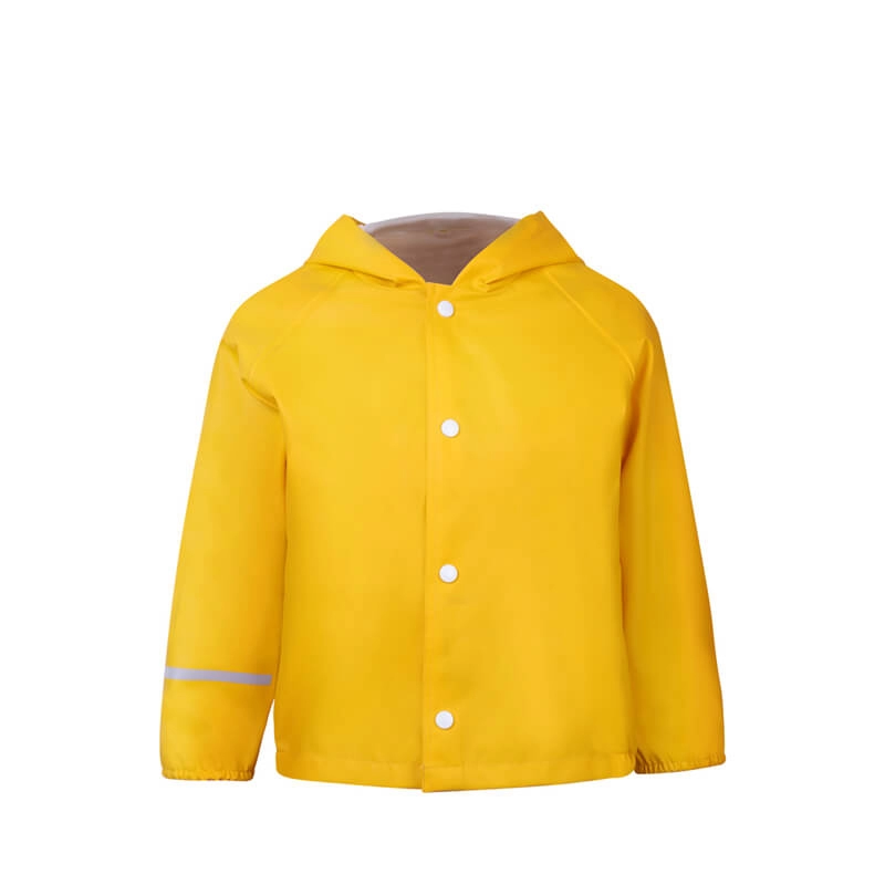 Мужская желтая высокочастотная прорезиненная куртка от дождя из полиуретана