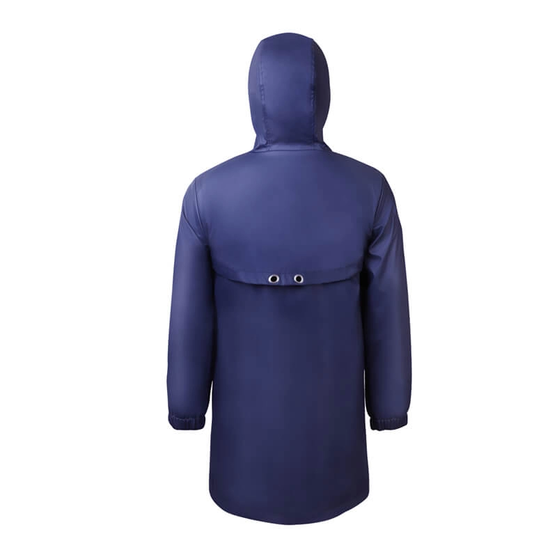 Мужская темно-синяя длинная куртка из искусственной кожи